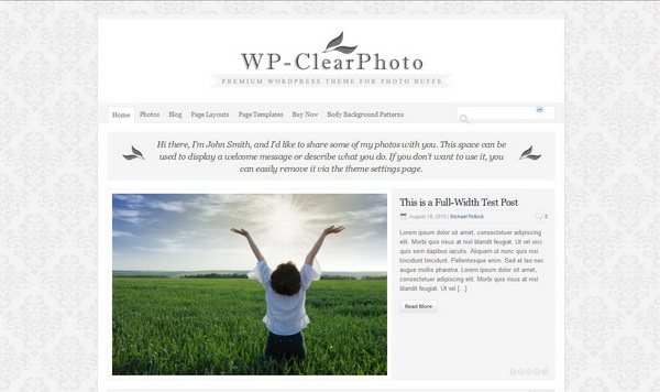 Solostream WP-Clear Photo Theme