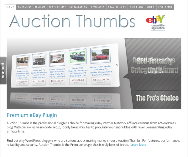 Auction Thumbs- Premium plug-in for creating online eBay Partner network sites 