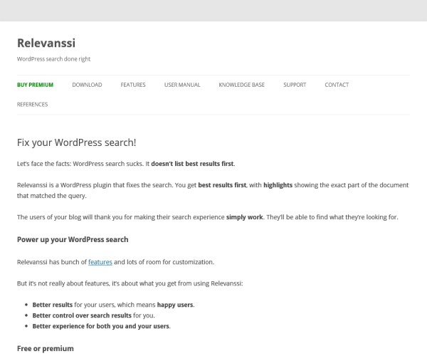 Relavanssi- Premium WordPress plug-in for in-site search