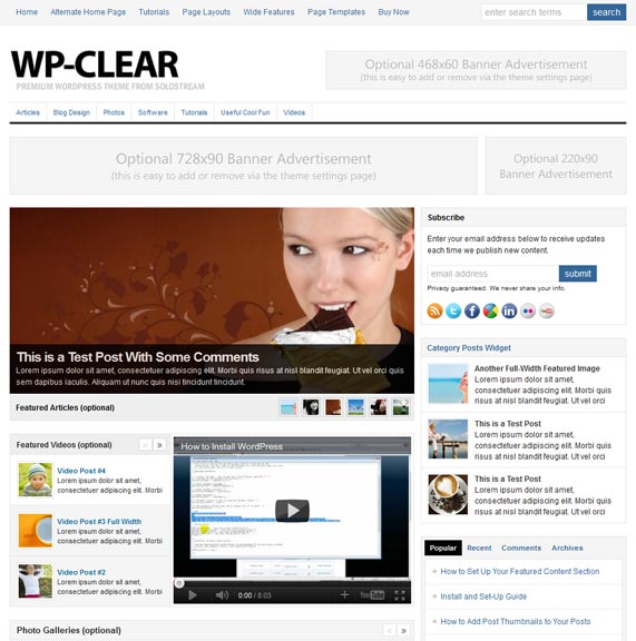 Solostream WP-Clear Theme