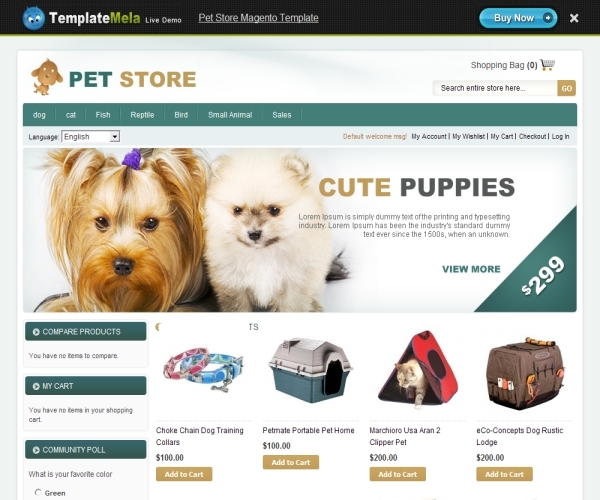 TemplateMela Pet Store Premium Magento Template