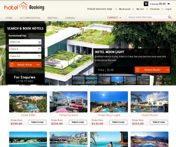 Hotel Booking-Premium Magento theme for online hotel reservation sites