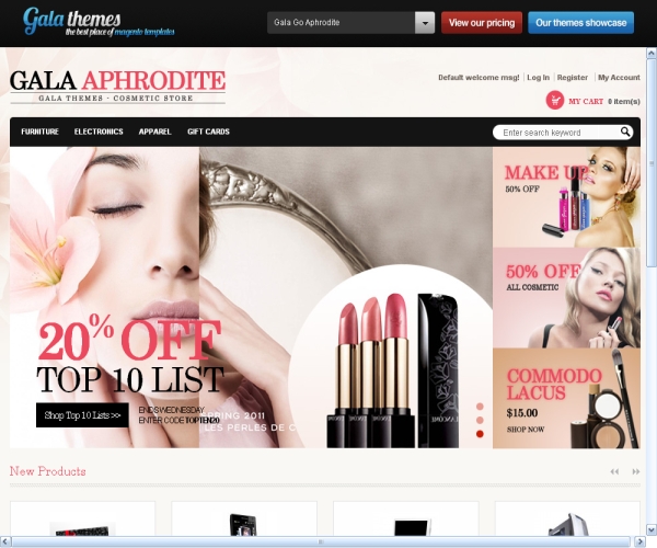 Gala Aphrodite –Premium Magento theme for online beauty and cosmetic store