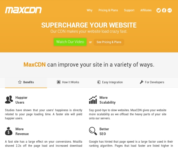 Max CDN-Premium Plug-In for faster site loading