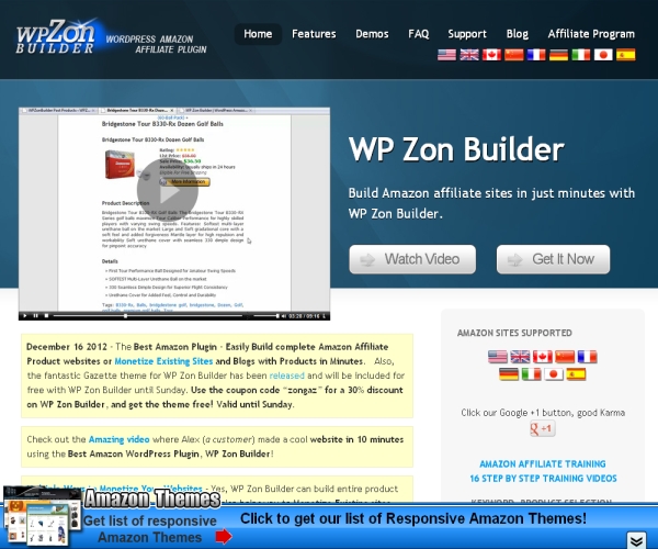 WP Zon Builder-Premium WordPress plug-in for Amazon Affiliate sites
